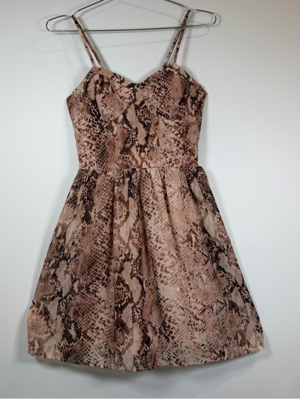 Xhilaration Snake Print Spaghetti Strap Midi Dress - Neutral Tones Small